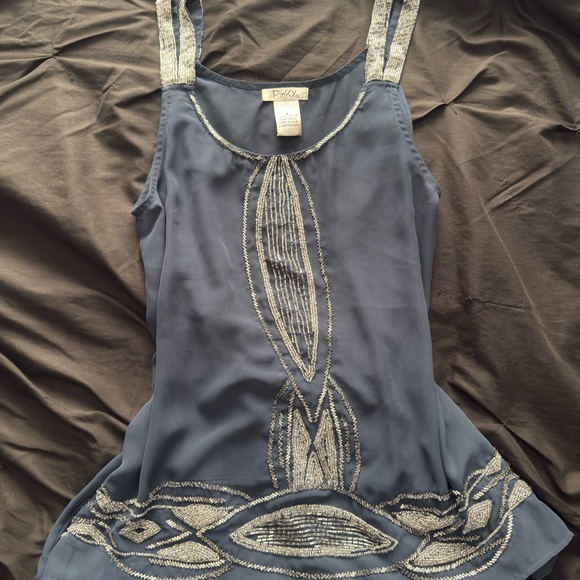 Pinky Tops - Indie Sleaze beaded see through top